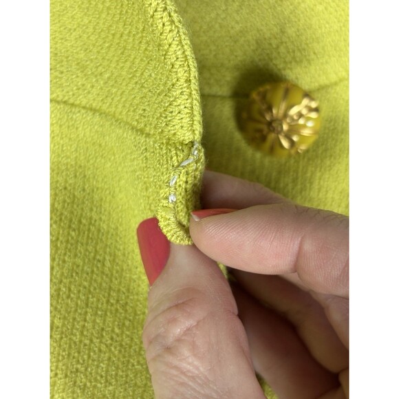 St John Collection Knit Jacket Blazer Lime Green Size 12 Chartreuse Button - Picture 11 of 14